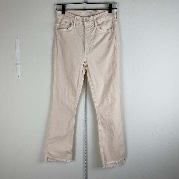 Mother The Insider Crop Step Fray Size 26 Chalk Cream Jeans Lightweight Neutral - Picture 8 of 16